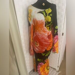 Floral Long Sleeve Maxi Dress (plus size)